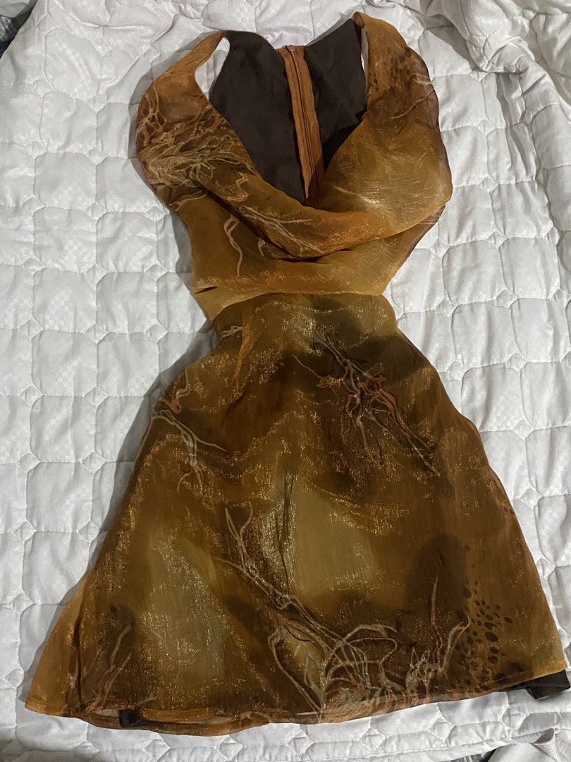 Vintage Brownish Drape front bodycon mini dress (Category: Dresses) located in Manila. Submitted by dear_soleil (Listing ID 1470359502, Image 1). Description: size xs-s.