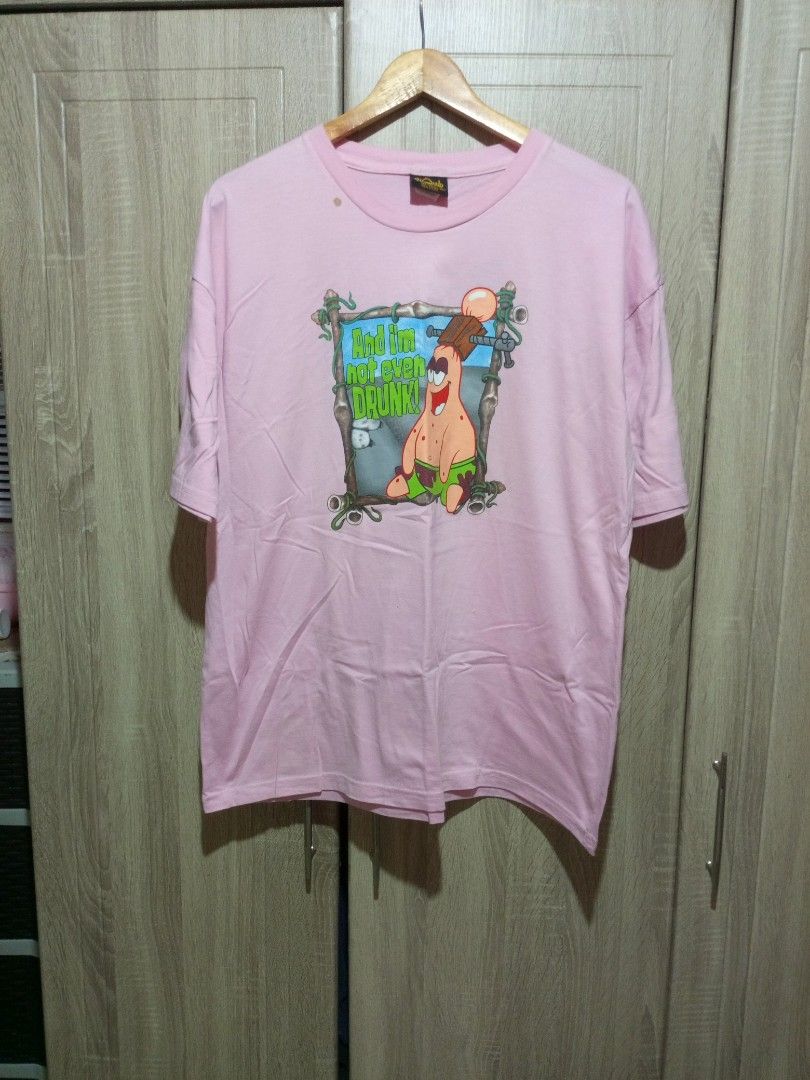 Vintage Changes SpongeBob Patrick Not Even Drunk T-Shirt XL (Category: Tshirts & Polo Shirts ) located in Manila. Submitted by genitereym17524 (Listing ID 1470435373, Image 1). Description: - Brand/Style: Vintage Changes pink t-shirt featuring Patrick Star ("And I'm not even drunk!" graphic) - Size: XL - Material: 100% pre-shrunk cotton - Origin: Made in U.S.A. - Condition: Pre-owned with flaws - includes a small brown stain near the right should