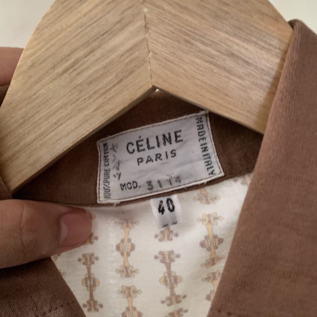 VINTAGE CELINE AOP BUTTON DOWN POLO (Category: Luxury Apparel) located in Binalonan. Submitted by thrift_on2022 (Listing ID 1470467155, Image 3). Description: W - 20 L - 24 Excellent condition✅️ Send offers directly📩.