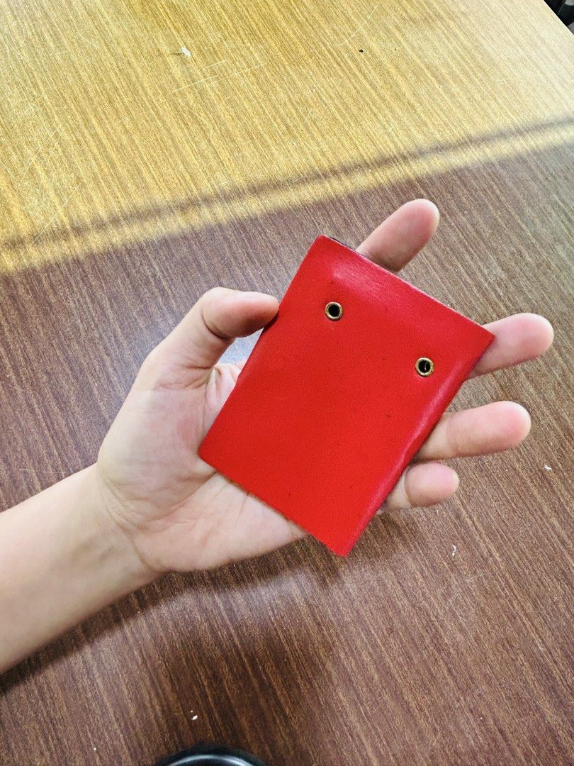 Vintage Folkestone Red Leather 6-Hook Key Case Holder (Category: Wallets & Card holders) located in Manila. Submitted by starbalesukandjapansurplus (Listing ID 1470555283, Image 2). Description: Red leather key case with gold foil Folkestone crest stamp and "Keys" lettering. Secure snap button closure. Inside has a gold-tone 6-hook hardware strip for organizing keys. Compact size fits easily in pockets or bags..