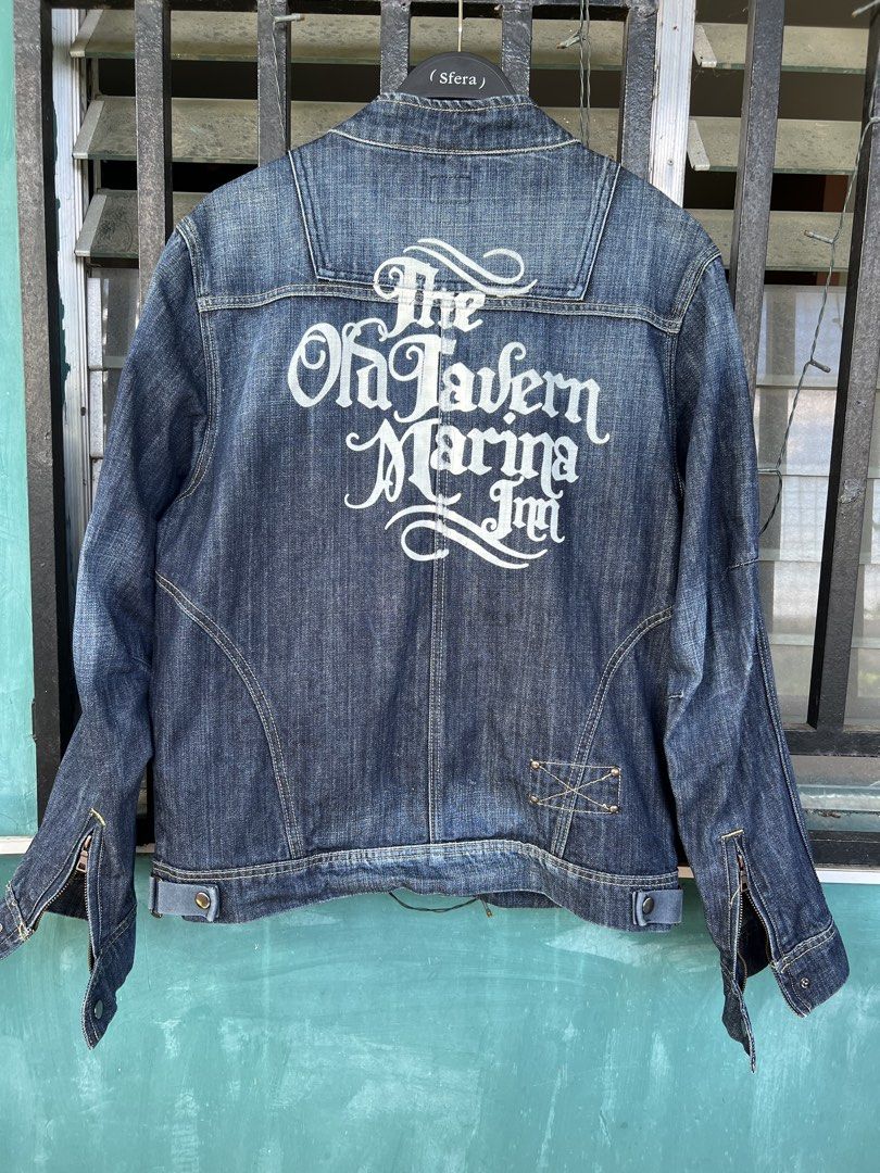 Vintage G-Star Motorcycle Biker Denim Jacket (Category: Coats, Jackets and Outerwear) located in Cavite. Submitted by slumbermanila (Listing ID 1470398323, Image 2). Description: Vintage G-Star RAW dark-wash denim motorcycle/rider jacket featuring a snap-button stand collar, asymmetrical front zipper pockets, and a G-Star logo patch on the left sleeve..