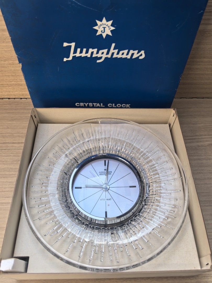 Vintage Junghans Ato-Mat Wall Clock (Category: Clocks) located in Quezon City. Submitted by vintagespektroom (Listing ID 1470420173, Image 2). Description: No.7499 "German Wall Clock: JUNGHANS" • Manufacturer: JUNGHANS (Junghans / Germany) • Material: Glass, etc. • Size: Width 280 / Depth 70 / Height 280 mm • Battery: 1x Type D battery Brand New Old stock with box In excellent condition Accurate time For inquiries, message or call me at 091715485