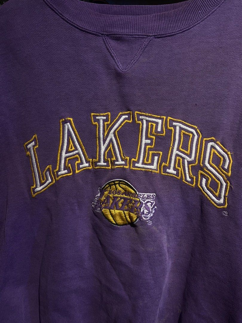 Vintage logo 7 arch script lakers sweater (Category: Coats, Jackets and Outerwear) located in Cebu City. Submitted by griftandgrind (Listing ID 1470459112, Image 3). Description: Vintage logo 7 arch script lakers sweater Good condition w/issue Issue: seen at pic pinhole loose stitch Color rate: 9/10 Size M on tag best fit L (24W 27L) Details already posted 685 ship .