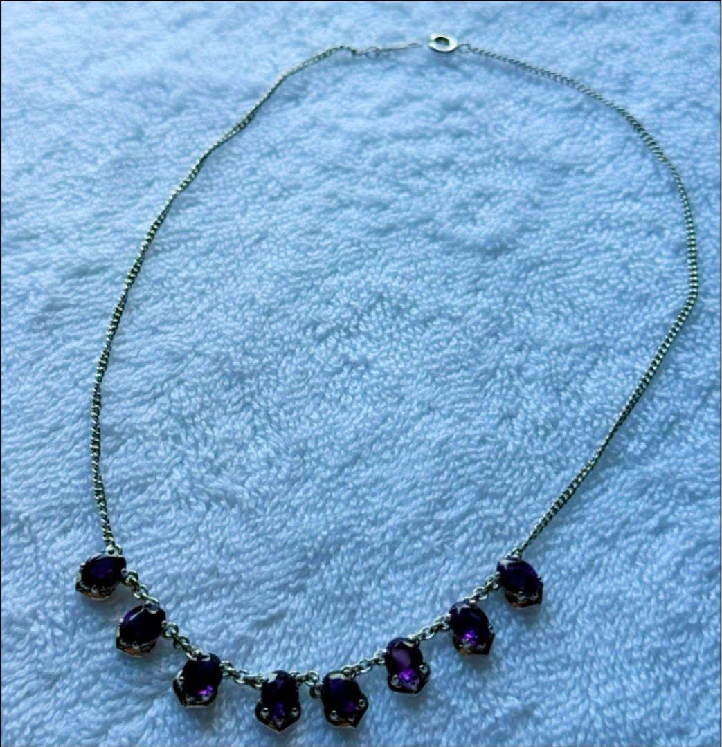 vintage multi-stone natural Amethyst collar necklace (Category: Other Accessories) located in Manila. Submitted by annafinds (Listing ID 1470384577, Image 2). Description: A vintage multi-stone natural Amethyst collar necklace set in silver. ₱5,200 Open for layaway..