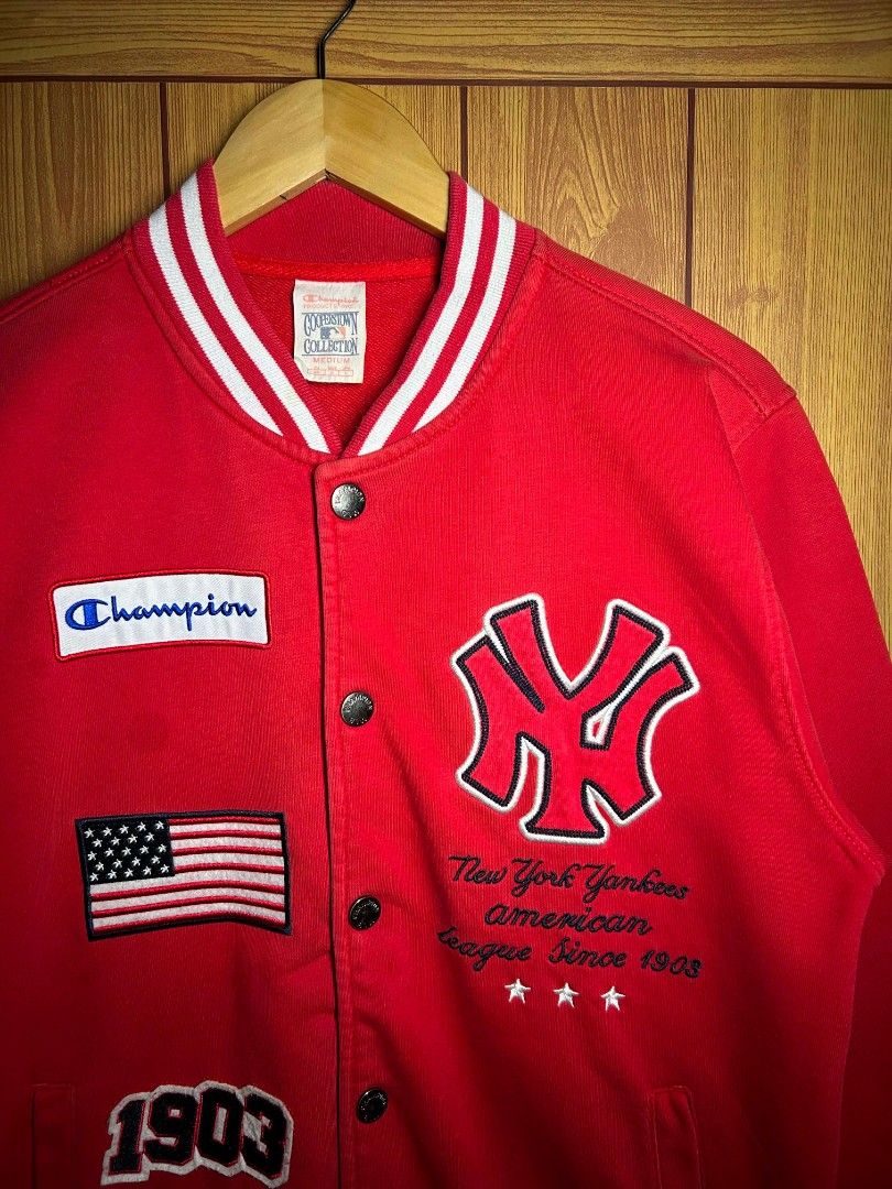 Vintage New York Varsity Jacket x Champion (Category: Coats, Jackets and Outerwear) located in Manila. Submitted by zerowastethriftco. (Listing ID 1470525104, Image 2). Description: -Late 1990's to the early 2000's (Y2K ERA) -Champion Authentic Athletic Apparel -Excellent Condition -Dimes L27xW21 -No Issue -DM for more info!!.