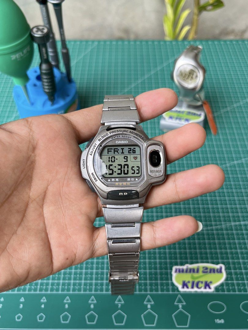 Vintage Rare CASIO BP-1B BLOOD PRESSURE MONITOR Digital Watch, jam ...