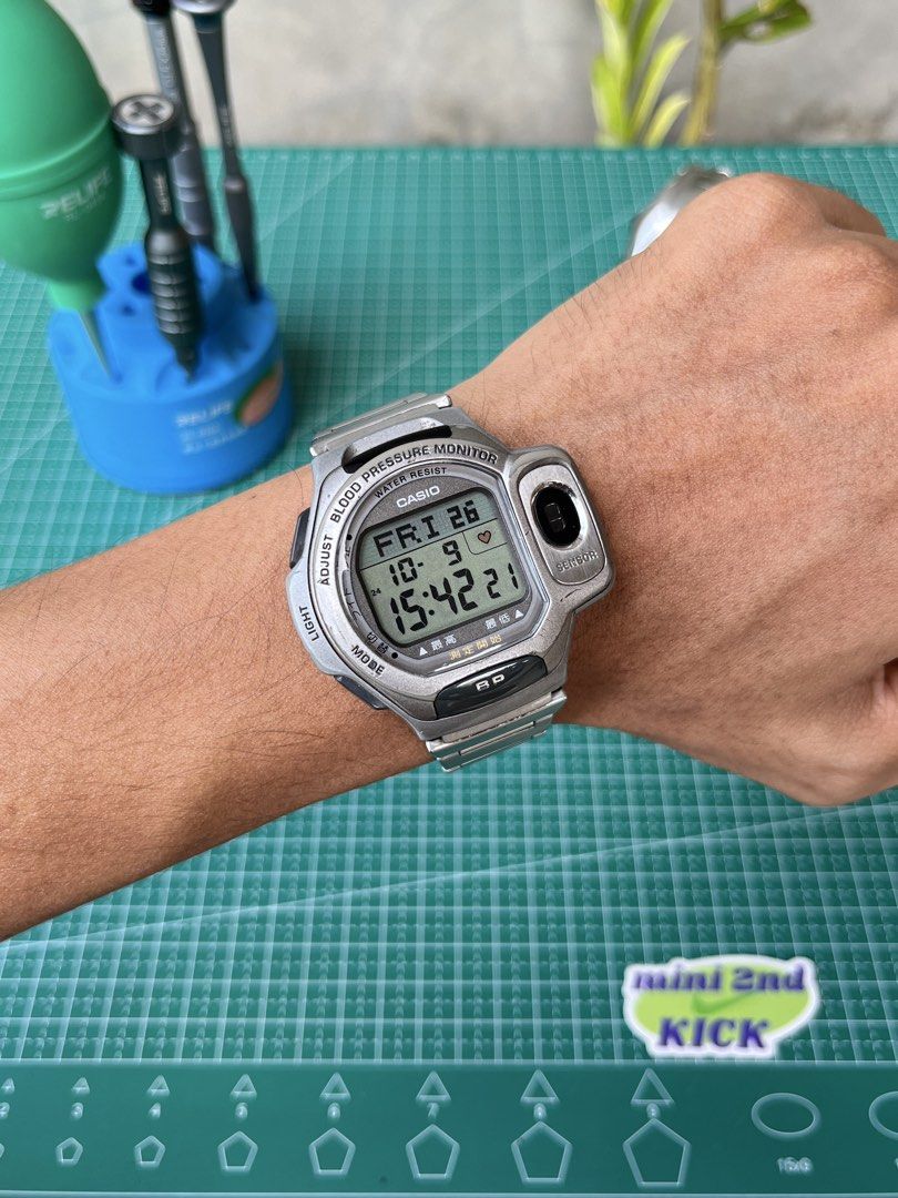 Vintage Rare CASIO BP-1B BLOOD PRESSURE MONITOR Digital Watch, jam ...