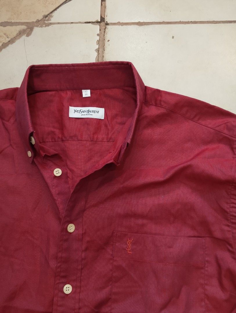 Vintage YSL Burgundy Red Long-Sleeve Button-Down (Category: Tshirts & Polo Shirts ) located in Tacloban City. Submitted by sololooters (Listing ID 1470393619, Image 2). Description: 📩📩📩.