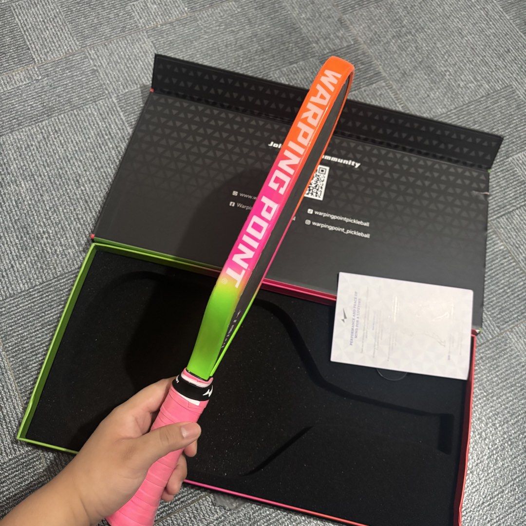 Warping Point Neon Gen 3 (Category: Racket and Ball Sports) located in Tagaytay City. Submitted by jvlbx (Listing ID 1470505434, Image 2). Description: Warping Point Neon Gen 3 4500 - 9.5/10 condition - with box, overgrip & edge guard rfs: di kami tugma ng laro 😆 MOP: gcash/maribank/bank transfer MOD: lalamove/LBC/J&T.