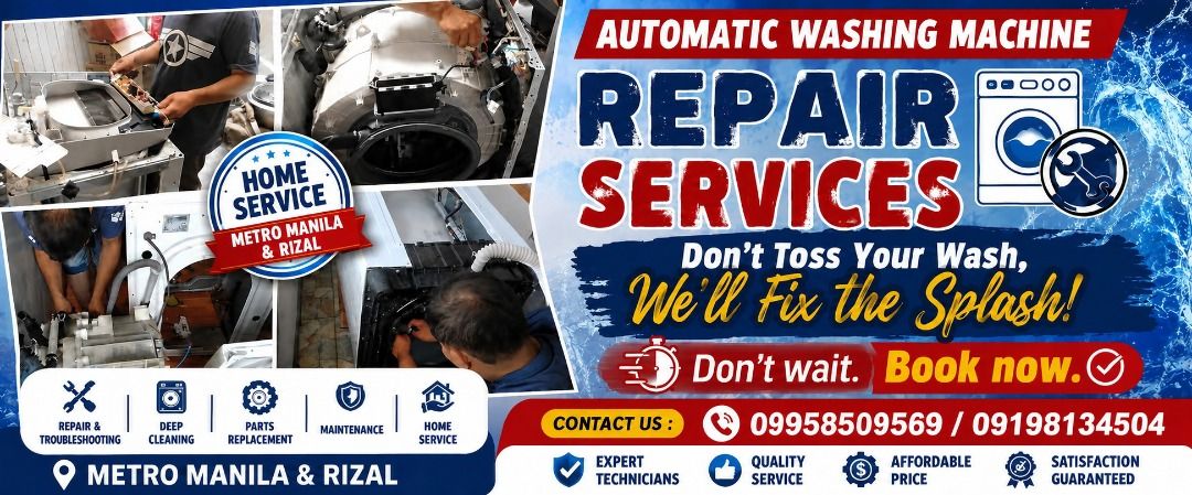 WASHING MACHINE DEEP CLEANING AND REPAIR (Category: Washing Machines and Dryers) located in Manila. Submitted by djef.serves_2022 (Listing ID 1470493244, Image 2). Description: 🌐 Facebook Page:👇👇👇 DJEF "Washing Machine, Aircon & Ref Services " Washing Machine/ Aircon & Refrigeration Home Services Cool Tech Serves/ "Cleaning and Repair Services" .