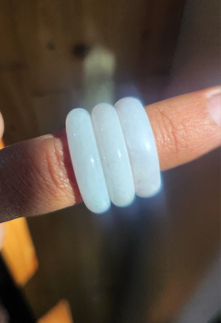(Bundle Price Available!!!) White Burmese Jadeite Bangle Rings US 6.5 (Category: Rings) located in Baguio. Submitted by lausgem2026 (Listing ID 1470356366, Image 3). Description: -White Burmese Jadeite Bangle Rings -US 6.5 size, 17.3-17.4mm diameter size. -Note: 180PHP/pc 300PHP/2 pcs 500PHP/take all -Has no box or certificate. -Location: Baguio City.