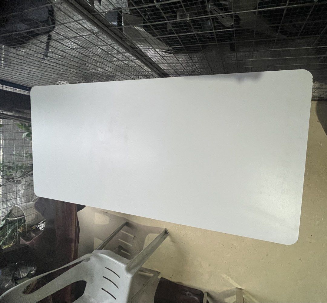 White Study Desk with 3 Drawers and Shelf (Category: Office Furniture & Fixtures) located in Caloocan City. Submitted by jemelee (Listing ID 1470445903, Image 3). Description: Clean white office desk featuring 3 drawers, an open shelf, and a sturdy metal leg. Dimensions: 100cm x 45cm x 74.5cm. Perfect for home offices or bedrooms..