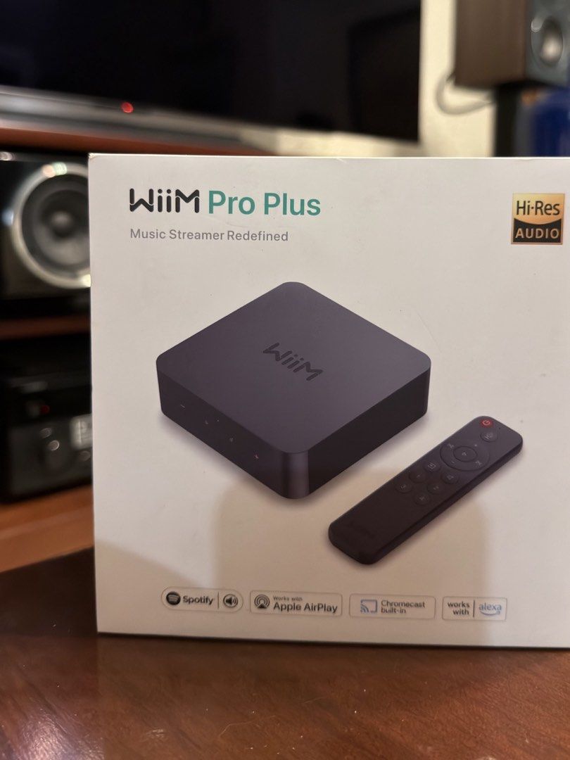 WiiM Pro Plus Music Streamer (Category: Soundbars, Speakers & Amplifiers) located in Marikina City. Submitted by qtiefinds (Listing ID 1470388105, Image 1). Description: - WiiM Pro Plus music streamer box - -Res audio support for crystal-clear sound - Built-in Apple AirPlay, Chromecast, and Spotify integration - Includes remote control and original packaging - Easily upgrades any traditional audio system into a modern smart setup.
