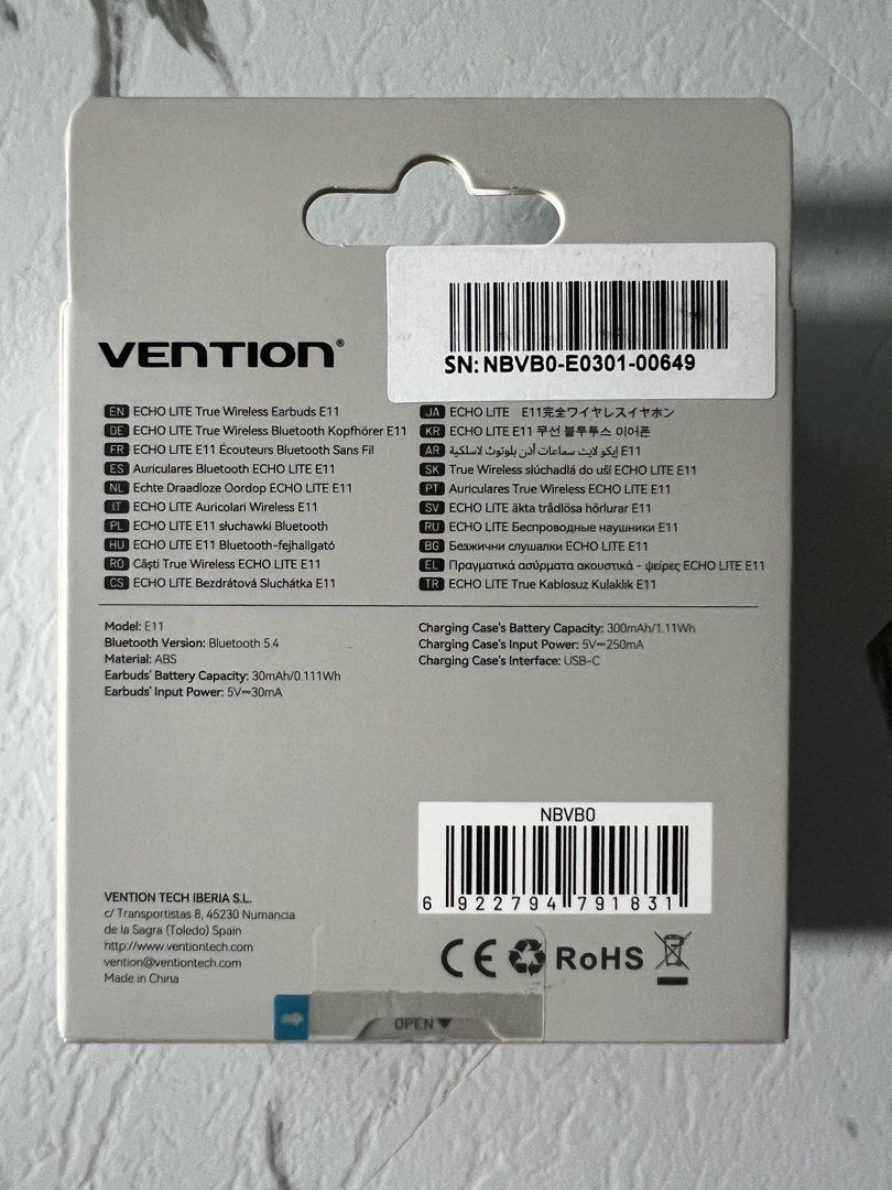 Wireless Earbuds (Category: Earphones) located in Taytay. Submitted by cris-ann (Listing ID 1470358452, Image 2). Description: Vention wireless earbuds E11 Color: Black MOP: Cash upon pickup SF: Buyer shoulders shipping fee.