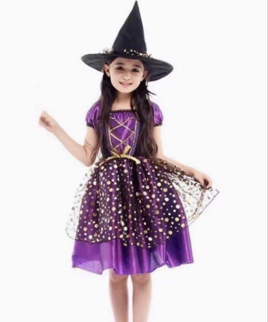 Witch Costume with hat includes (Category: Babies & Kids Fashion) located in Manila. Submitted by hantan1022 (Listing ID 1470390286, Image 1). Description: Size 110-120 Lightly used With hat *actual pictures posted.