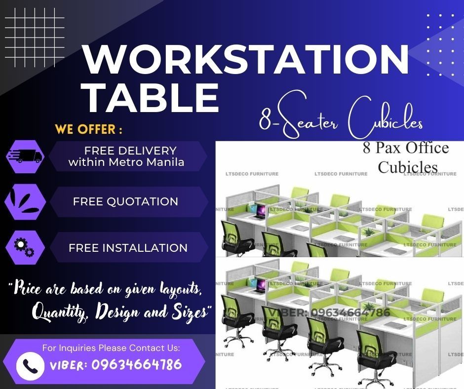 workstation tables modular office partition furnitures (Category: Office Furniture & Fixtures) located in Caloocan City. Submitted by cheska.ltsdeco (Listing ID 1470424818, Image 2). Description: 👉Are you looking for WORKSTATION, MODULAR CUBICLES OFFICE PARTITION, and OFFICE FURNITURE SUPPLIER? LTSDECO Furniture, is direct supplier, manufacturer, and trusted provider of high quality, affordable and durable modular office divider partition, home 