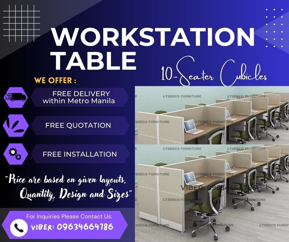 workstation tables modular office partition furnitures (Category: Office Furniture & Fixtures) located in Caloocan City. Submitted by cheska.ltsdeco (Listing ID 1470424818, Image 1). Description: 👉Are you looking for WORKSTATION, MODULAR CUBICLES OFFICE PARTITION, and OFFICE FURNITURE SUPPLIER? LTSDECO Furniture, is direct supplier, manufacturer, and trusted provider of high quality, affordable and durable modular office divider partition, home 