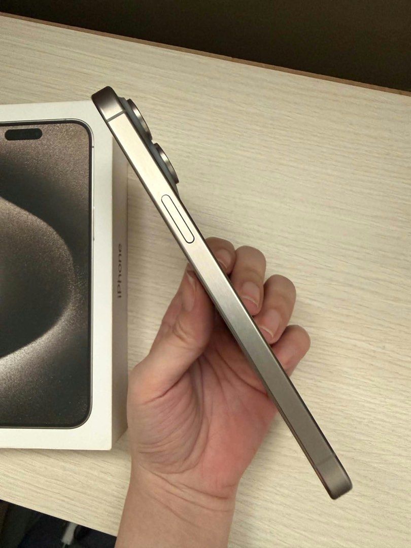 WTS: iPhone 15 Pro Max 256GB Natural Titanium (Complete Box) (Category: iPhone 15 Series) located in Calamba. Submitted by seane.flores1988 (Listing ID 1470477189, Image 2). Description: WTS: iPhone 15 Pro Max 256GB Natural Titanium (Complete Box) Quick Specs & Condition: - 256GB Storage / Natural Titanium - 100% Smooth: NO dents, NO scratches, NO issues - 83% Battery Health (Original battery, never opened/repaired) - All features working (Face I