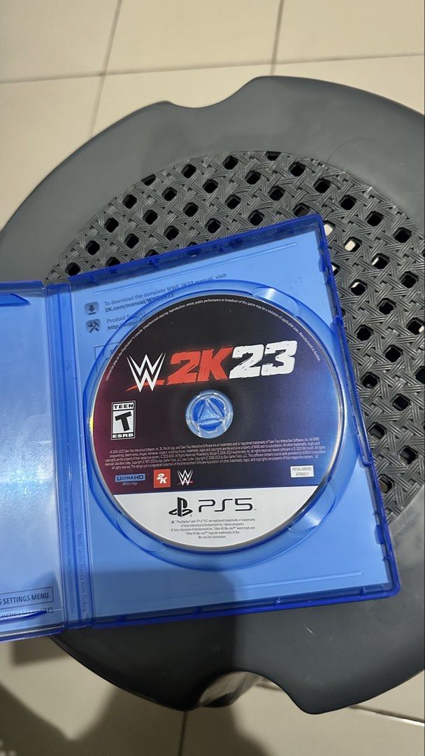 WWE 2K23- PS5 (Category: PlayStation) located in Bacolod City. Submitted by forur.closet (Listing ID 1470510128, Image 2). Description: Selling my original WWE 2K23 for PS5. * Original physical PS5 disc * Perfect for adding to your PS5 game collection Price: ₱1099 negotiable for sure buyers. Message me if interested. Thank you! Shipping shouldered by buyer. .
