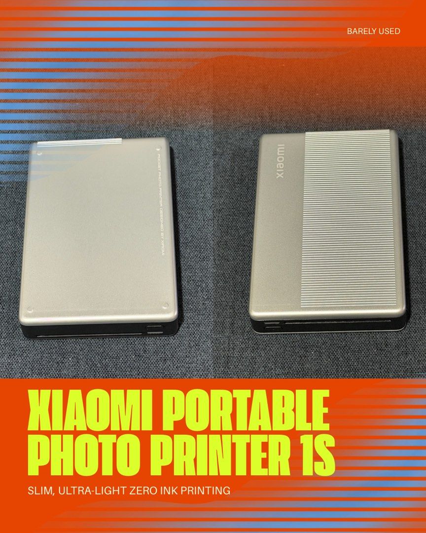Xiaomi Portable Photo Printer 1S (Category: Printers, Scanners & Copiers) located in Makati City. Submitted by lumisense13 (Listing ID 1470491318, Image 3). Description: Slim, Ultra-Light Photo Printer Zero-Ink Printing Print Size: 2x3” Purchased from Mi Store, SM Aura on March 2026 Barely Used. No scratches, no issues. Comes with box only. No charging cable but will charge with any USB-C cable. As is, where is. Price exclusive of shipping..