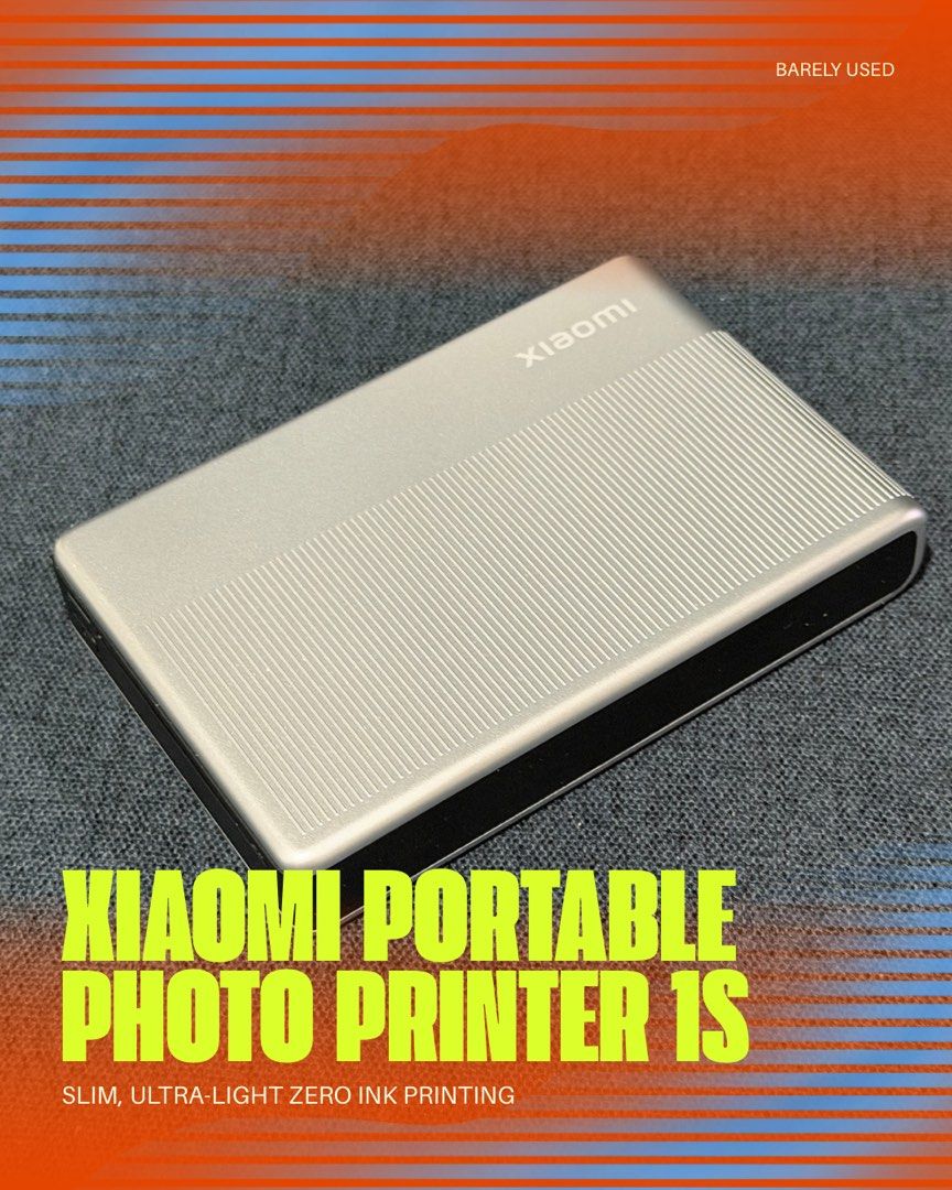 Xiaomi Portable Photo Printer 1S (Category: Printers, Scanners & Copiers) located in Makati City. Submitted by lumisense13 (Listing ID 1470491318, Image 2). Description: Slim, Ultra-Light Photo Printer Zero-Ink Printing Print Size: 2x3” Purchased from Mi Store, SM Aura on March 2026 Barely Used. No scratches, no issues. Comes with box only. No charging cable but will charge with any USB-C cable. As is, where is. Price exclusive of shipping..