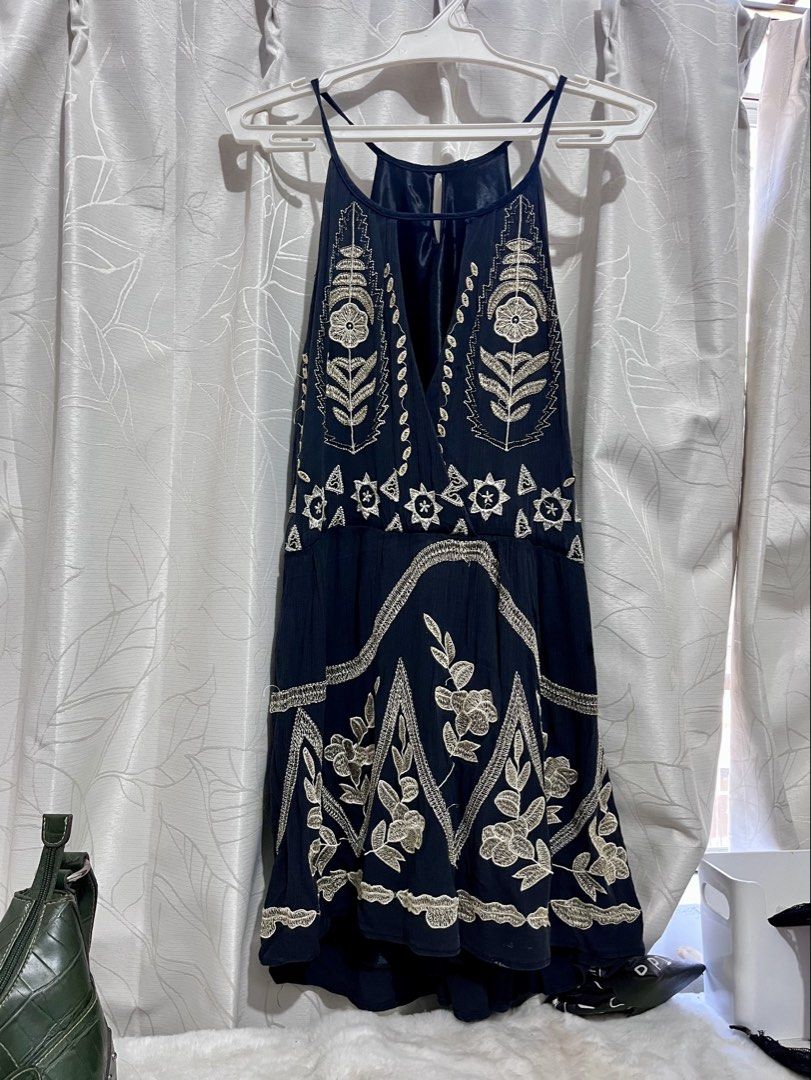 y2k boho inspired embroidered mini dress (Category: Rompers) located in Manila. Submitted by clandistine (Listing ID 1470350930, Image 1). Description: Black mini dress Second picture is the close up .