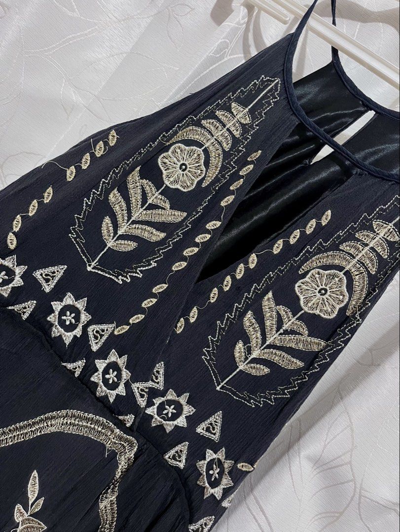 y2k boho inspired embroidered mini dress (Category: Rompers) located in Manila. Submitted by clandistine (Listing ID 1470350930, Image 2). Description: Black mini dress Second picture is the close up .