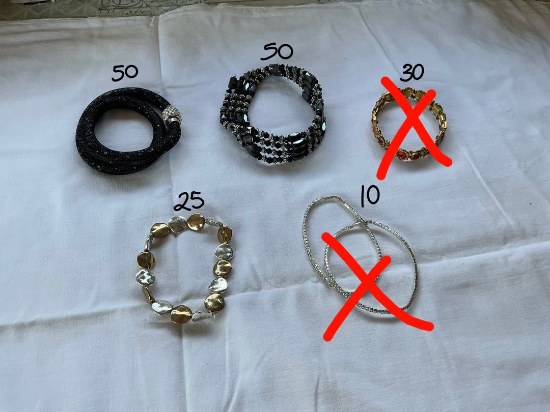 Y2k fashion bracelets (Category: Bracelets) located in Pinamalayan. Submitted by _dragonfly (Listing ID 1470361103, Image 2). Description: Take all: 150 Price in the next photo incase upu missed it Bracelets with Issue - Silver gems -> missing pendant (free for any purchase) .