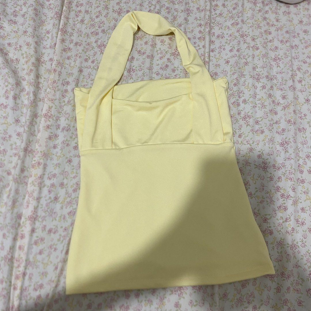 yellow halter top with straight neckline (Category: Sleeveless) located in Davao. Submitted by hercloset.dvo (Listing ID 1470475548, Image 1). Description: .