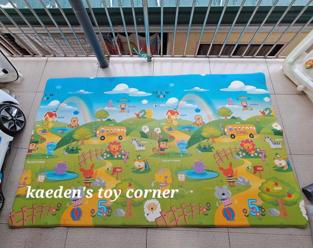 Yellowbear Pingko & friends PVC Playmat (Category: Infant Playtime) located in Cebu City. Submitted by kaedenscebu (Listing ID 1470358509, Image 3). Description: Yellowbear Pingko & friends Playmat ▪︎Made in korea ▪︎Reversible design ▪︎Waterproof and easy to clean ▪︎Premium high density non toxic BPA free PVC foam ▪︎0.6 inch thickness absorbs ▪︎Impact absorption for crawling babies & toddler ▪︎Double embossed anti slip texture ▪︎Indoor & outdoor 