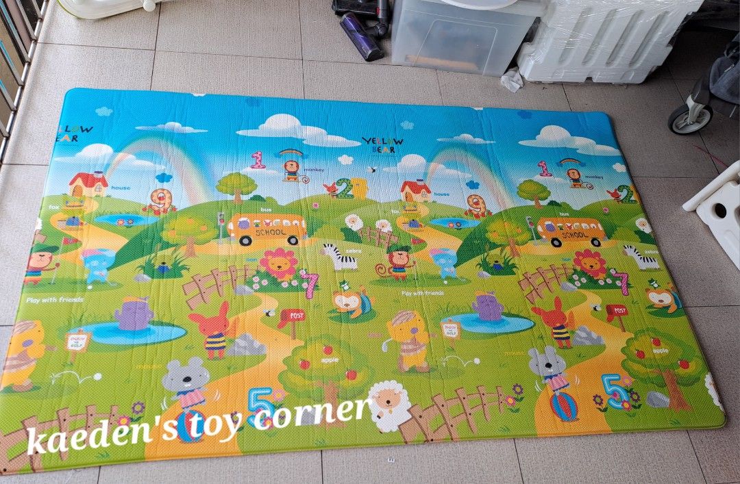 Yellowbear Pingko & friends PVC Playmat (Category: Infant Playtime) located in Cebu City. Submitted by kaedenscebu (Listing ID 1470358509, Image 1). Description: Yellowbear Pingko & friends Playmat ▪︎Made in korea ▪︎Reversible design ▪︎Waterproof and easy to clean ▪︎Premium high density non toxic BPA free PVC foam ▪︎0.6 inch thickness absorbs ▪︎Impact absorption for crawling babies & toddler ▪︎Double embossed anti slip texture ▪︎Indoor & outdoor 