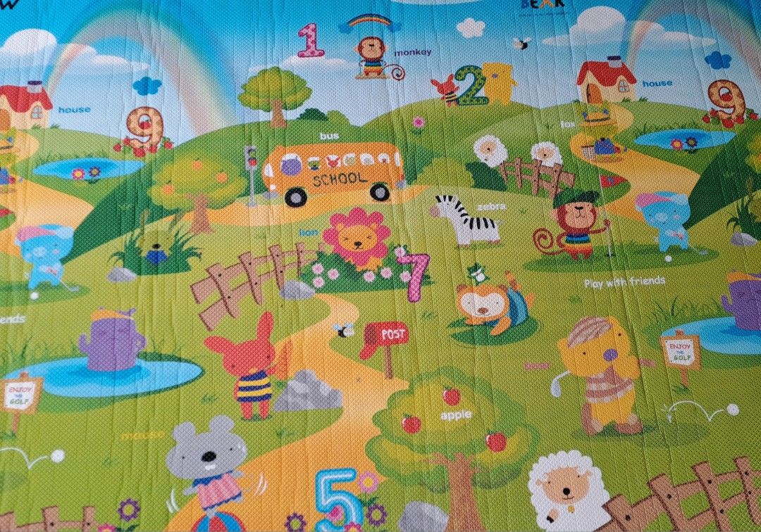 Yellowbear Pingko & friends PVC Playmat (Category: Infant Playtime) located in Cebu City. Submitted by kaedenscebu (Listing ID 1470358509, Image 2). Description: Yellowbear Pingko & friends Playmat ▪︎Made in korea ▪︎Reversible design ▪︎Waterproof and easy to clean ▪︎Premium high density non toxic BPA free PVC foam ▪︎0.6 inch thickness absorbs ▪︎Impact absorption for crawling babies & toddler ▪︎Double embossed anti slip texture ▪︎Indoor & outdoor 