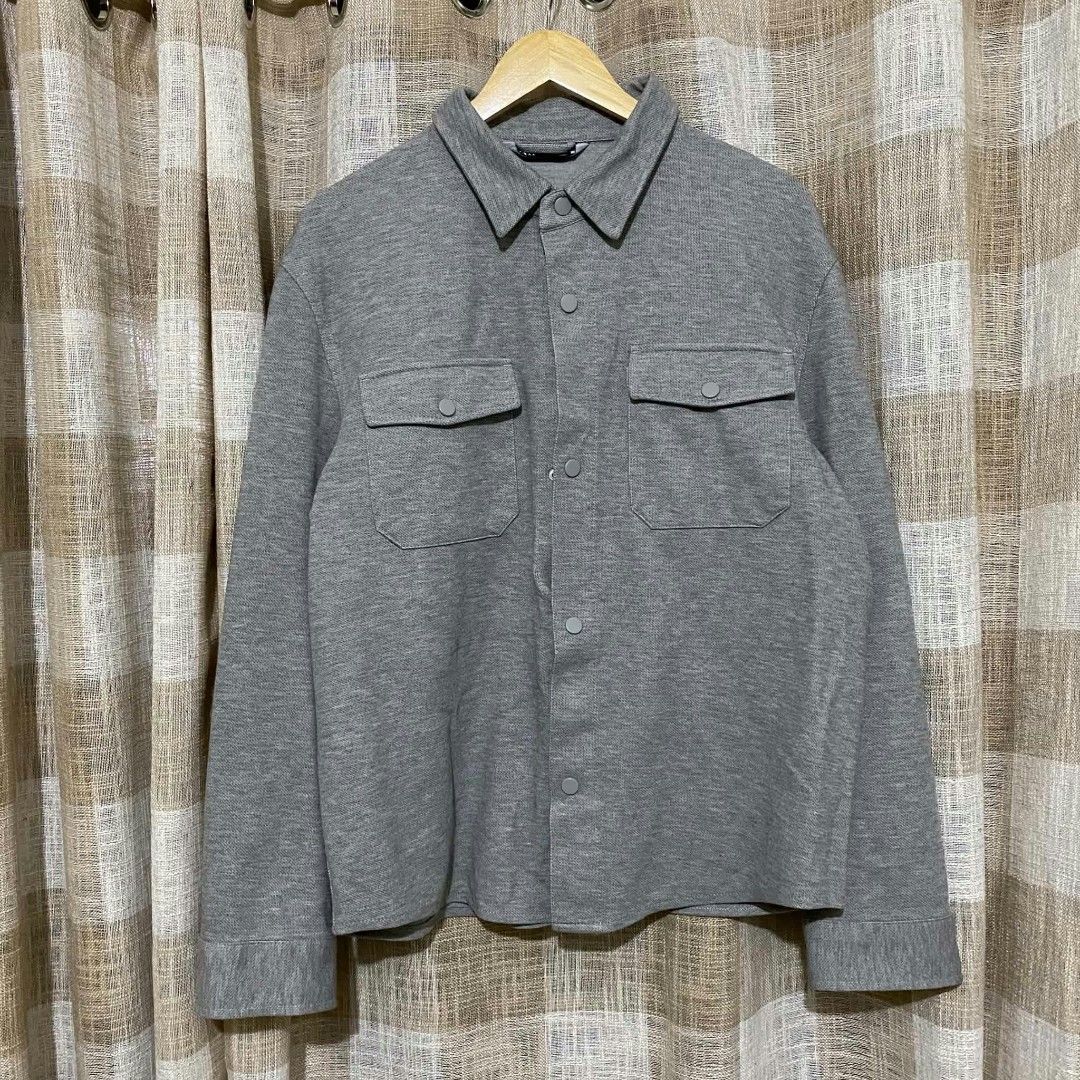 Zara Heather Grey Men's Comfort Overshirt (Category: Coats, Jackets and Outerwear) located in Cainta. Submitted by kapatidnibrother (Listing ID 1470540063, Image 1). Description: Zara Heather Grey Men's Comfort Overshirt Size Large on tag Dimes: W23 | L28 Color rate: 9.5/10 - heavy x thick fabric - pristine condition - complete tags - need wash - fav!.