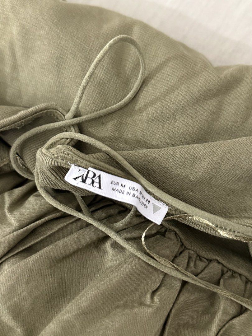 Zara Olive Green Ruffle Camisole Top (Category: Sleeveless) located in Quezon City. Submitted by vvandko (Listing ID 1470517667, Image 2). Description: Used once.