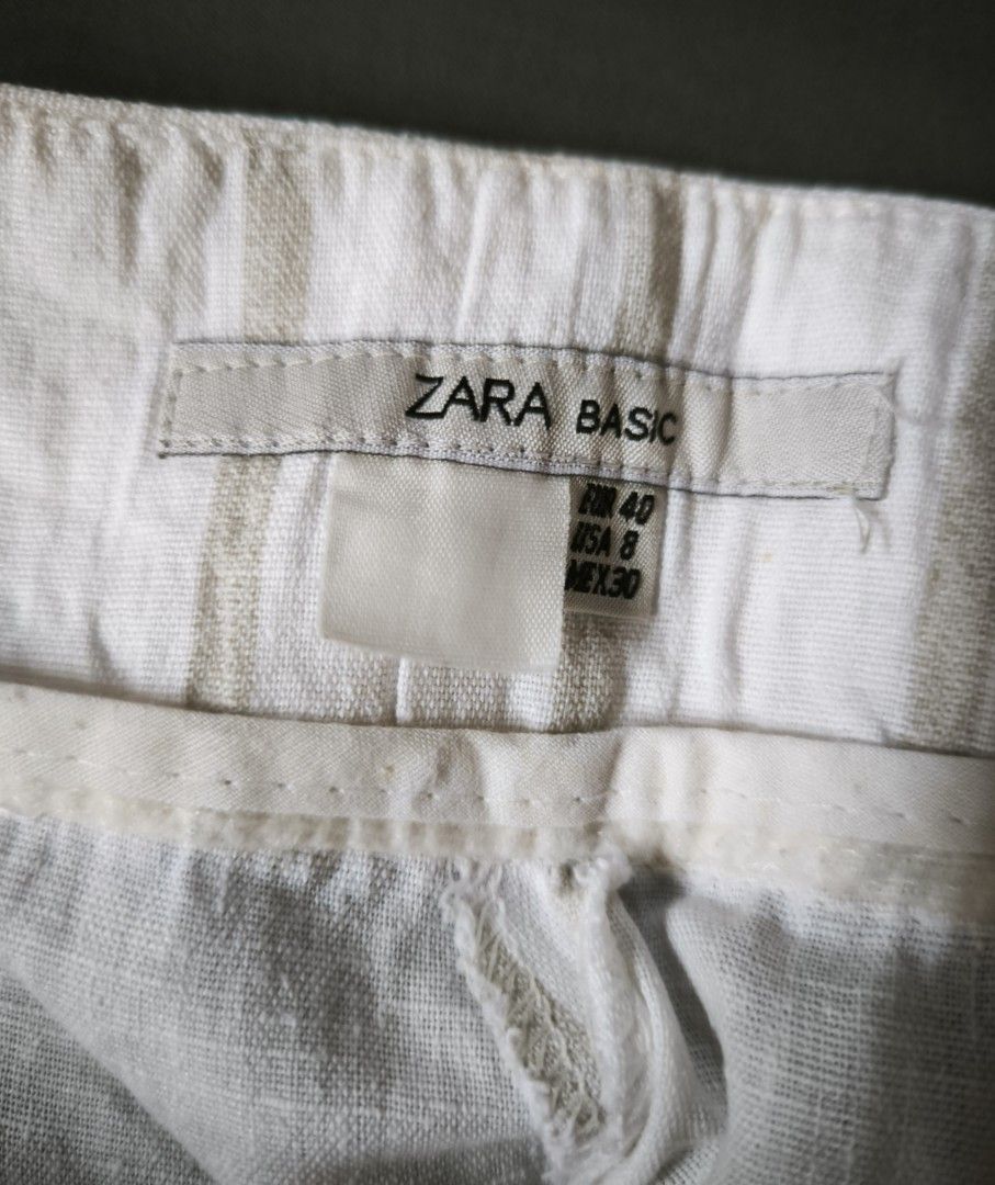 Zara stripe trousers (Category: Other Bottoms) located in Manila. Submitted by wearforce (Listing ID 1470491616, Image 2). Description: Zara stripe trousers color: cream fit: M-L color rate 9/10 in good condition 250 + sf.