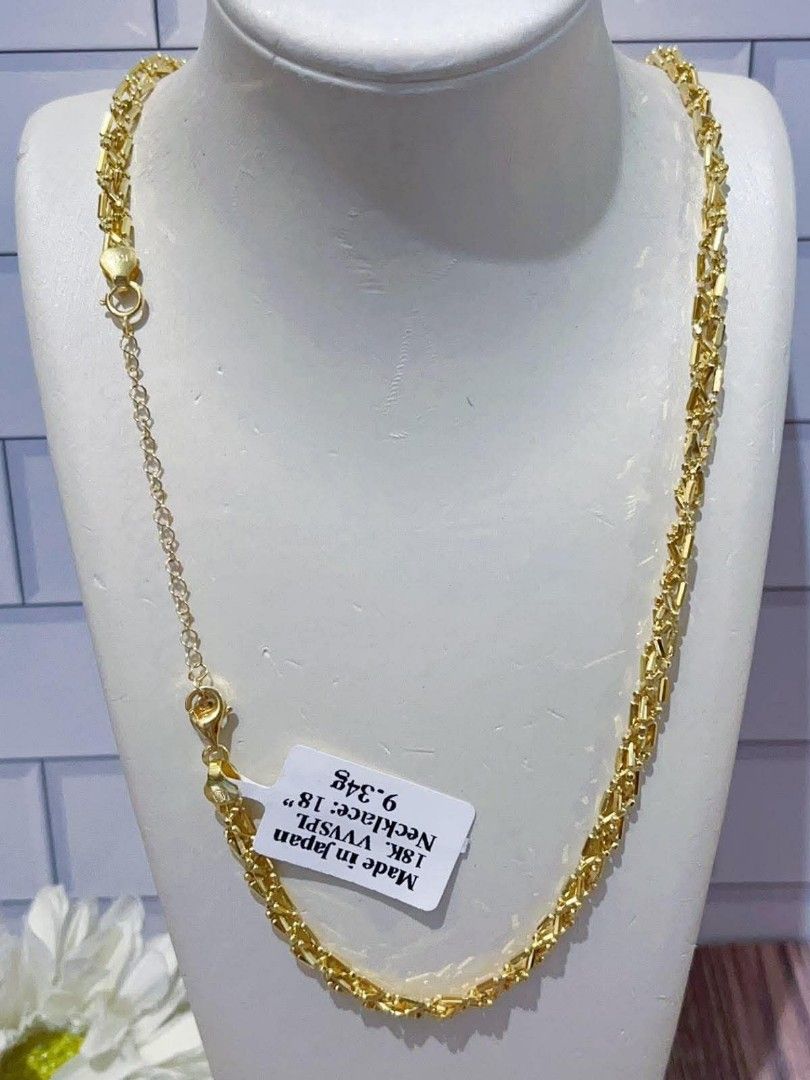 18k Japan gold necklace (Category: Necklaces) located in Manila. Submitted by bhelgoldseller2ndaccount (Listing ID 1470606464, Image 2). Description: New!!✨New!!✨New!! Authentic 18k Japan Golds 💯pawnable/naisasanla 💯with high appraisal rate 💯good investment 💯Direct supplier price 👉OPEN for resellers 🌺please take time to evaluate their actual sizes and grams 👉Best panggift for all occasions ✅ Sold per grams not per piece Kya lowest price ✅W