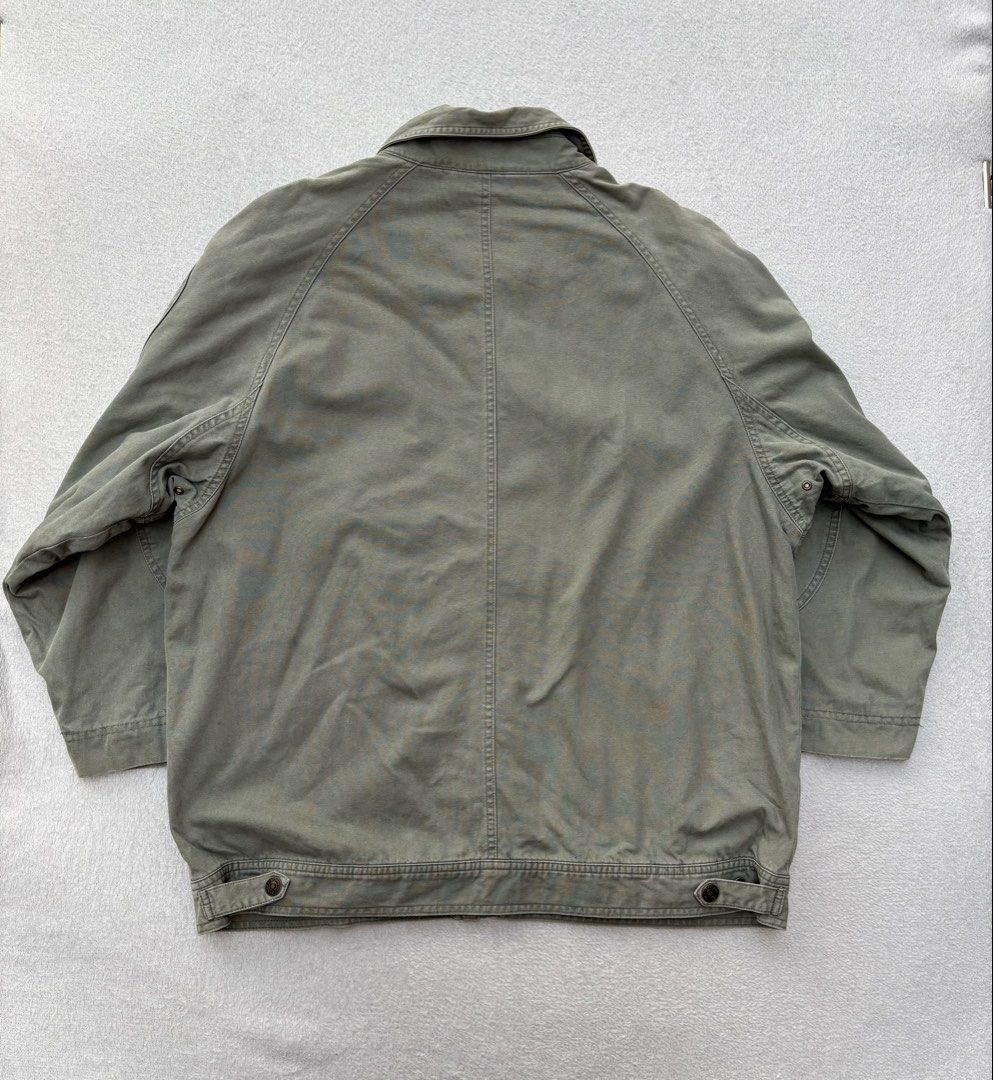 1980s Geoffrey Beene Workwear Jacket (Category: Coats, Jackets and Outerwear) located in Baguio. Submitted by thecollector2600 (Listing ID 1470599420, Image 2). Description: Large Pit to pit-24” Length-27” Shoulders-18” Sleeves-21” .