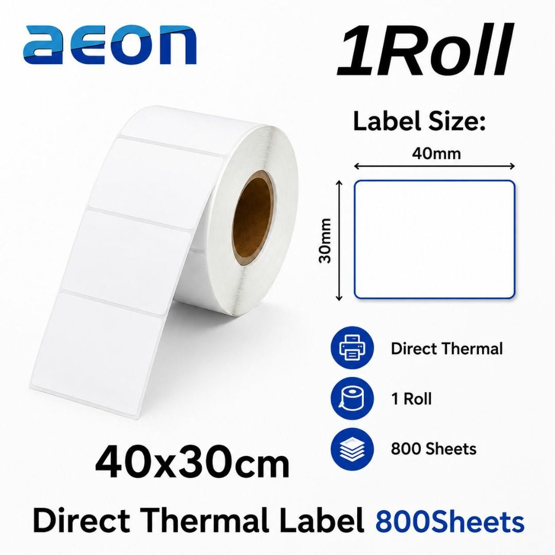 1Roll Thermal Label Sticker Adhesive Barcode Sticker (Category: Stationery & School Supplies) located in Manila. Submitted by homeessentialstoreph (Listing ID 1470650029, Image 3). Description: Direct Thermal Label Sticker Adhesive Barcode Sticker Available Sizes: 30x20mm | 40x30mm | 50x30mm | 60x40mm | 70x50mm High-quality Direct Thermal Barcode Labels designed for fast, clear, and reliable printing. Ideal for retail, inventory management, logis