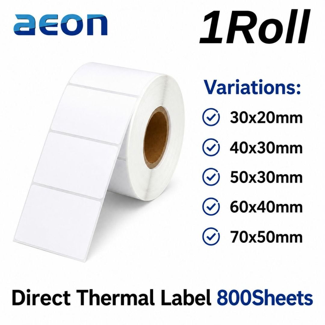 1Roll Thermal Label Sticker Adhesive Barcode Sticker (Category: Stationery & School Supplies) located in Manila. Submitted by homeessentialstoreph (Listing ID 1470650029, Image 1). Description: Direct Thermal Label Sticker Adhesive Barcode Sticker Available Sizes: 30x20mm | 40x30mm | 50x30mm | 60x40mm | 70x50mm High-quality Direct Thermal Barcode Labels designed for fast, clear, and reliable printing. Ideal for retail, inventory management, logis