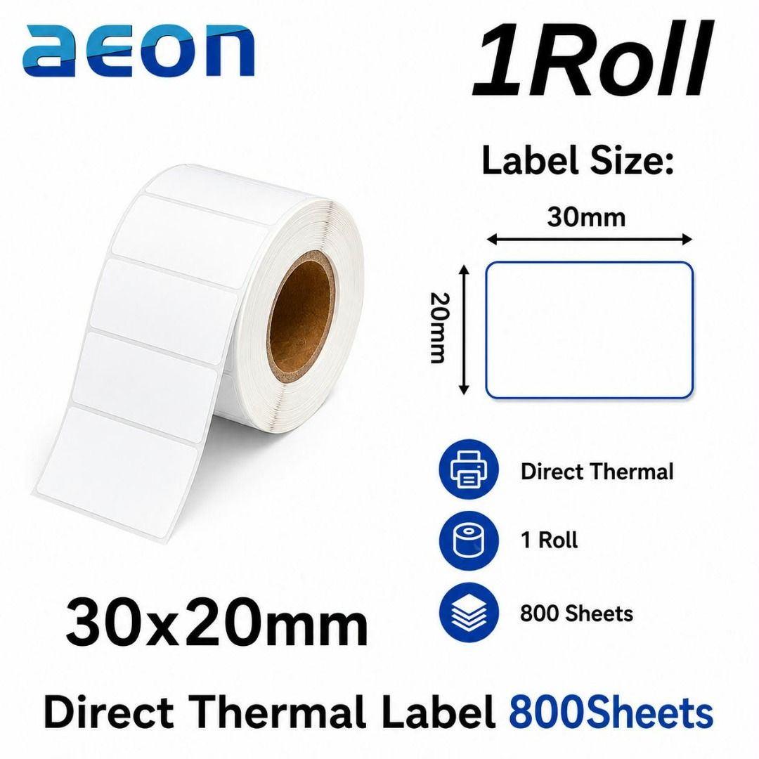 1Roll Thermal Label Sticker Adhesive Barcode Sticker (Category: Stationery & School Supplies) located in Manila. Submitted by homeessentialstoreph (Listing ID 1470650029, Image 2). Description: Direct Thermal Label Sticker Adhesive Barcode Sticker Available Sizes: 30x20mm | 40x30mm | 50x30mm | 60x40mm | 70x50mm High-quality Direct Thermal Barcode Labels designed for fast, clear, and reliable printing. Ideal for retail, inventory management, logis