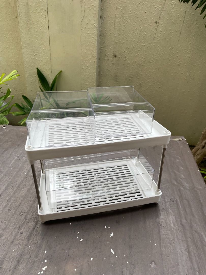 2-tier stackable storage rack with clear drawers, Furniture & Home ...