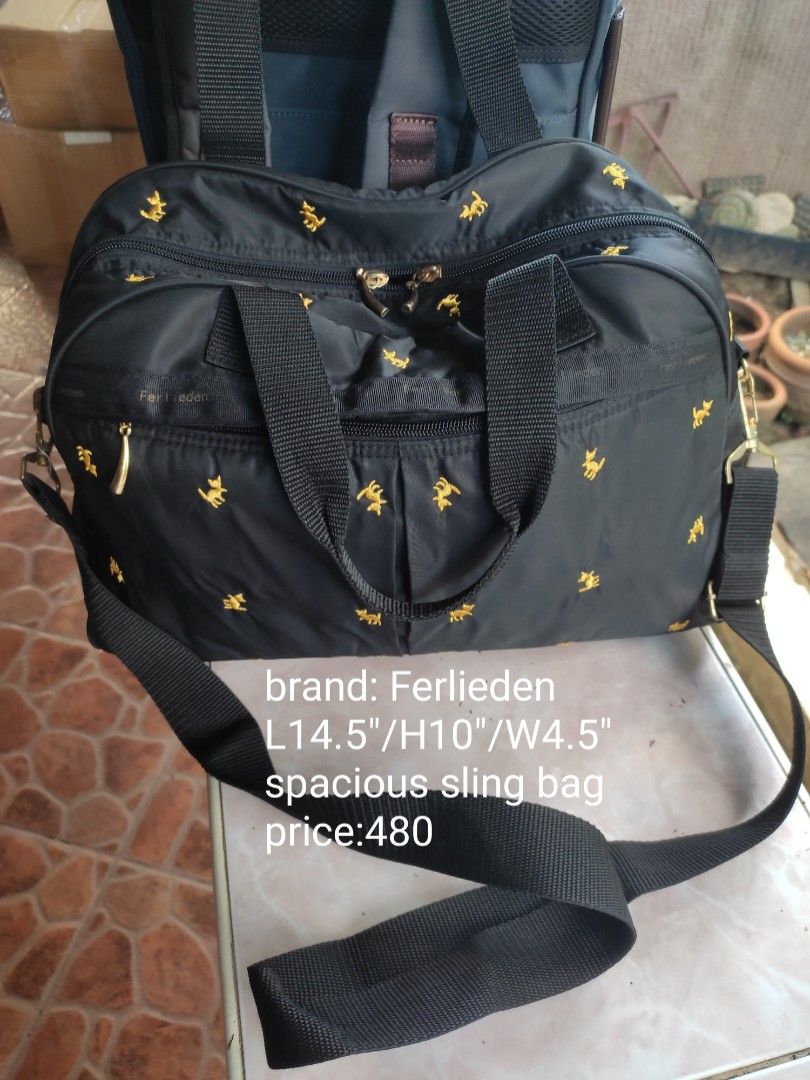 2way sling bag (Category: Cross-body Bags) located in Cainta. Submitted by allauthenticbymj (Listing ID 1470602555, Image 1). Description: brand: Ferlieden L14.5"/H10"/W4.5" spacious sling bag price:480 ***buyer shoulders sf LOCATION: CAINTA Courier choices and MOP Gogo express (cod option) LBC (pay sf first-- cop for the item's amount) J&t (gcash payment) Lalamove for same day delivery Gcash payment.