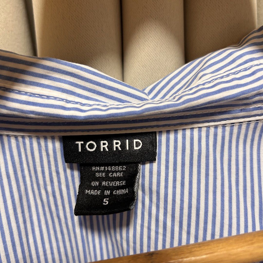 3XL Torrid Blue & White Stripes Oversized Longsleeves (Category: Longsleeves) located in Rizal. Submitted by from99abovecloset (Listing ID 1470608767, Image 2). Description: Size: 3XL Armhole (laid flat):15” Bust (around): 64” Length (laid flat): 33” Soft cotton | loose | like new .