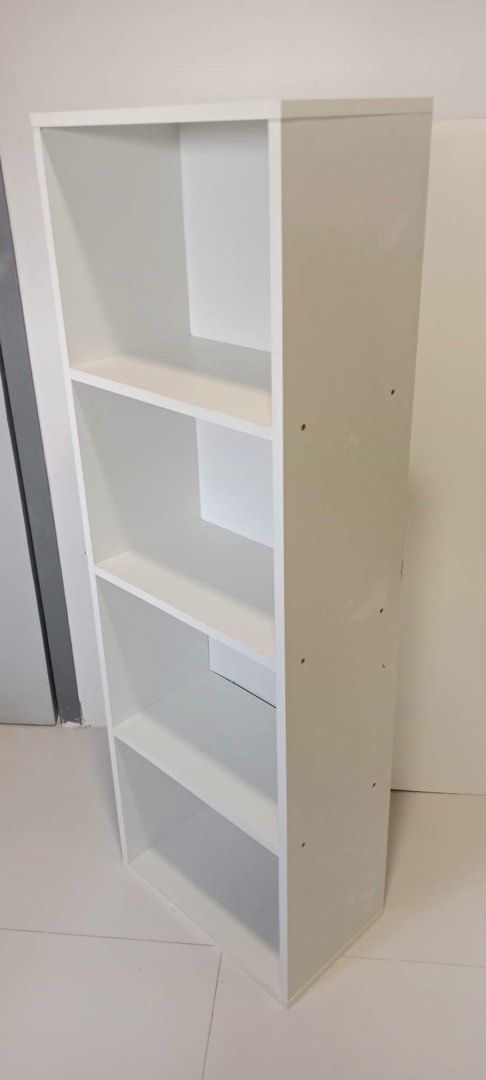 4 Layer white rack (Category: Shelves, Cabinets & Racks) located in Malabon City. Submitted by aven25 (Listing ID 1470631689, Image 3). Description: 4 Layer white rack Size: 16 x 9.5 x 48 inches Height No issue .