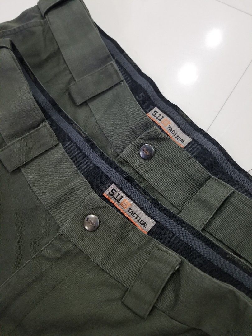 5.11 Tactical Cargo Pants Green Olive (Category: Trousers) located in Malolos. Submitted by picknworthy420 (Listing ID 1470600472, Image 1). Description: 511 tactical series pants both size 38 on tag same model length: 37 yung isa 36 yung isa excellent condition Altered lang issue. Best fit 5'6 height below Solid payan 800 + SF FOR BOTH📦.
