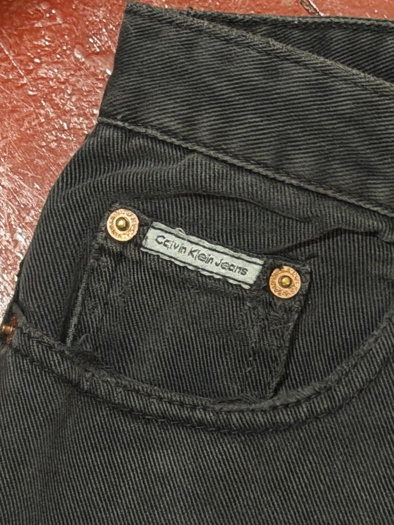 90s Calvin Klein Black Pants (Category: Jeans) located in Manila. Submitted by angelconscious (Listing ID 1470716653, Image 2). Description: Fits medium, only issue is replaced button, price is very very negotiable.