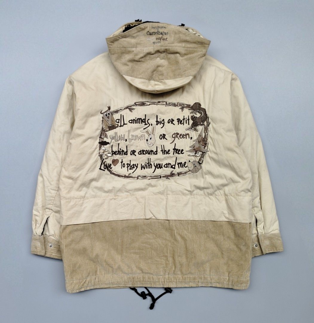 90's jean Charles de Castelbajac (size 2) (Category: Coats, Jackets and Outerwear) located in Baguio. Submitted by archival_thrifted.ph. (Listing ID 1470626736, Image 2). Description: FOR SALE‼️ .1990's JEAN CHARLES DE CASTELBAJAC .💯 AUTHENTIC .STILL IN GOOD CONDITION .ISSUE STAINS ALL OVER NOT SO VISIBLE .KINDLY CHECK EACH PHOTOS FOR DETAILS .SIZE 2 ON TAG .PHP 2500 PLUS SF .❌❌ COP/COD .MOP GCASH .COURIER J&T .BAGUIO AREA .DM FOR SURE BUYER TY.