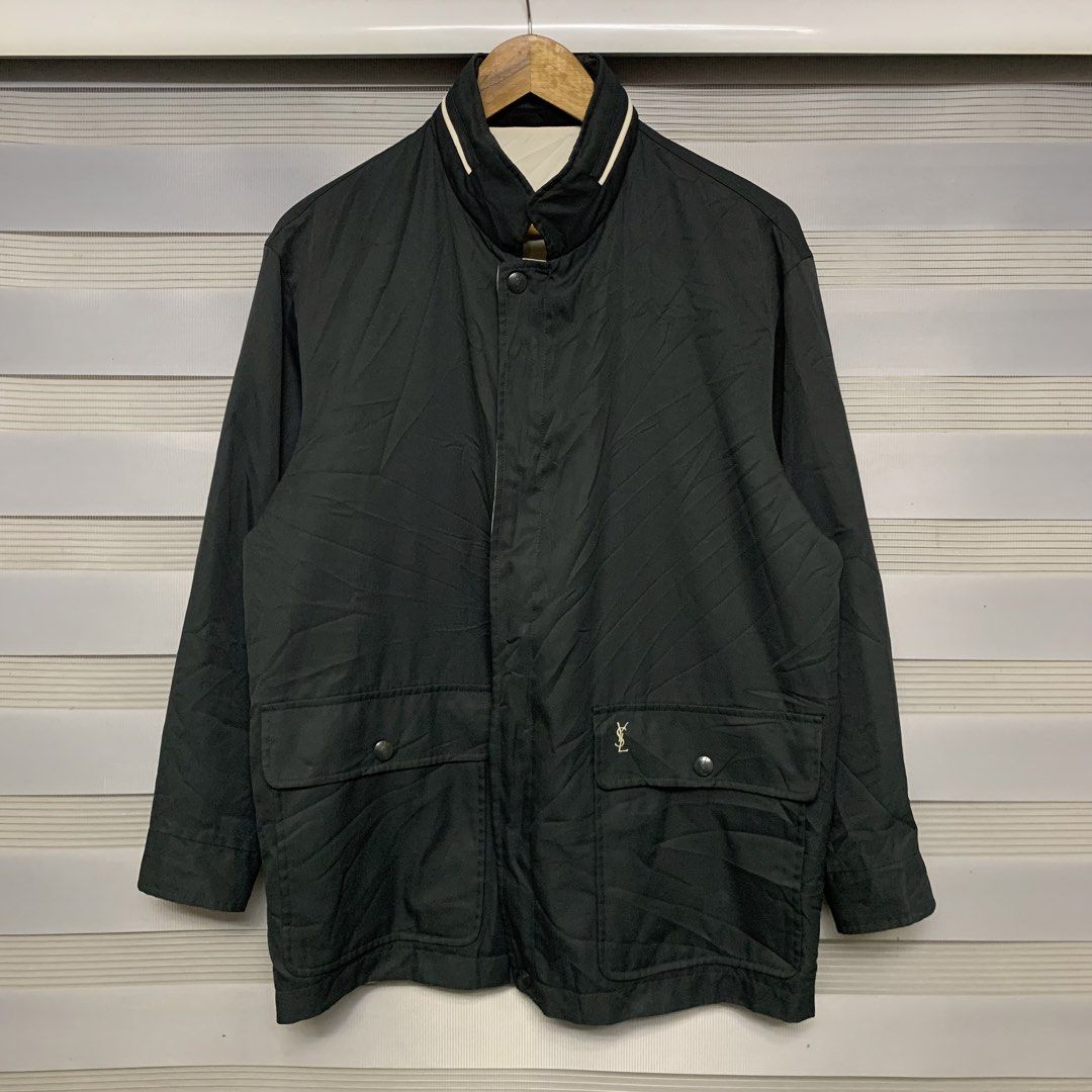 90's YSL REVERSIBLE JACKET WITH HOOD (Category: Coats, Jackets and Outerwear) located in Butuan. Submitted by 8600_recycled.hyp3 (Listing ID 1470692194, Image 1). Description: 90's YSL REVERSIBLE JACKET WITH HOOD 23W x 28L EXCELLENT NEEDS WASH ISSUE: loose stitch, replaced puller 4.5k or best offer.