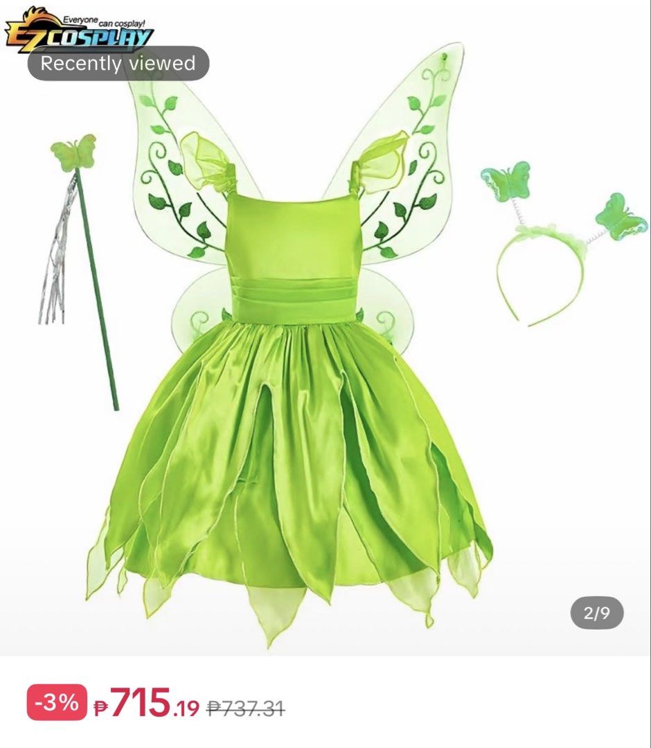 💚 Tinkerbell Dress without headband (Category: Babies & Kids Fashion) located in Manila. Submitted by lex_co (Listing ID 1470737298, Image 1). Description: 💚 Tinkerbell Dress without headband 350.00 8-10y Used Once Location: Malabon Payment 1st Jnt or Lalamove Thank you ☺️.