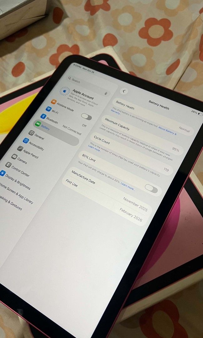 A16 Ipad 11 gen wifi only (Category: iPad) located in Balagtas. Submitted by jessicalazaro (Listing ID 1470571068, Image 3). Description: APPLE iPAD 11TH GEN (A16 11TH GEN) 128GB PINK (Wi-Fi) 📌 HIGHLIGHTS: • OFFICIAL APPLE WARRANTY: Covered under Apple Limited Warranty until FEB 28, 2027 • EXCELLENT BATTERY HEALTH: 95% Maximum Capacity w/ low 115 Cycle Count • PURCHASED: Feb 28, 2026 (Very fresh & seldom used) • COMPLETE SET: Complete with Origi